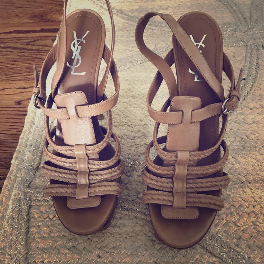 YSL Yves Hamptons Gladiator Braided Sandals